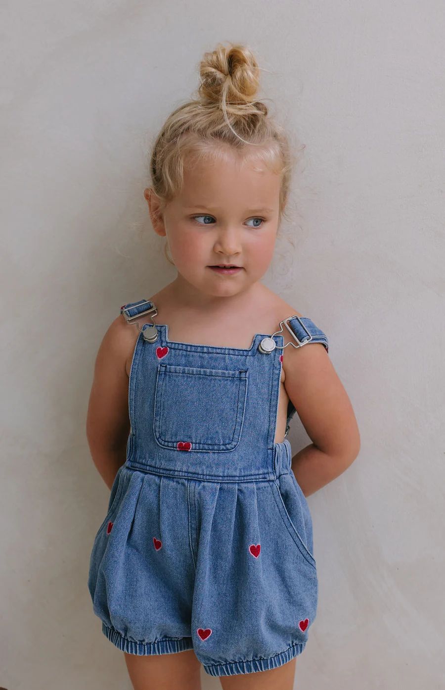 Capri denim mini salopette cuoricini