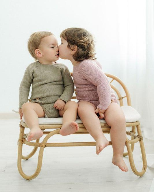 Marsiglia | completino maglia e pantaloncino rifinito a mano