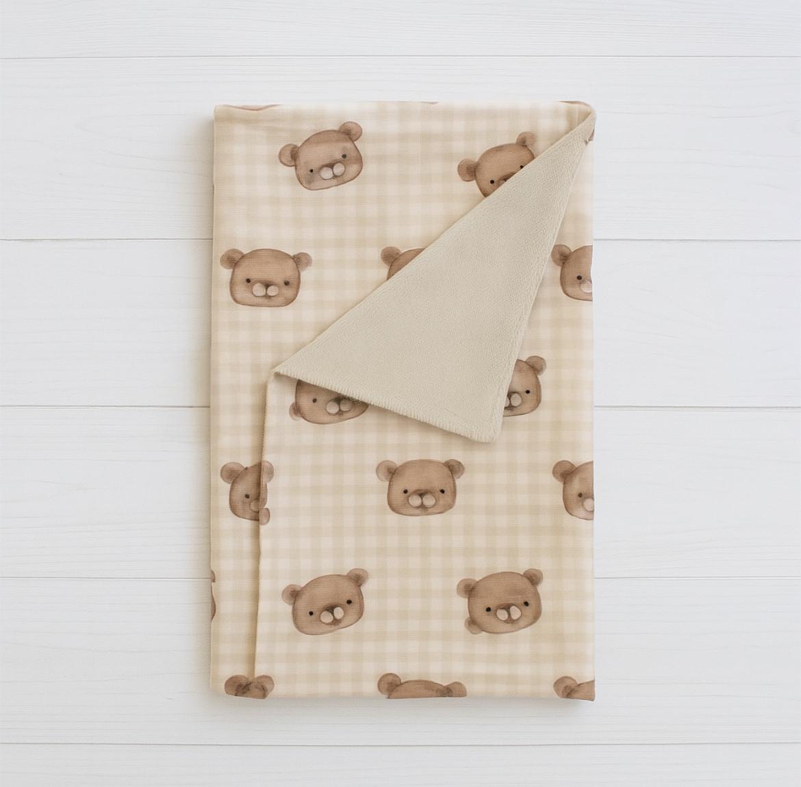 copertina neonato in mussola di cotone e spugna in fibra di bambù fantasia orsetti