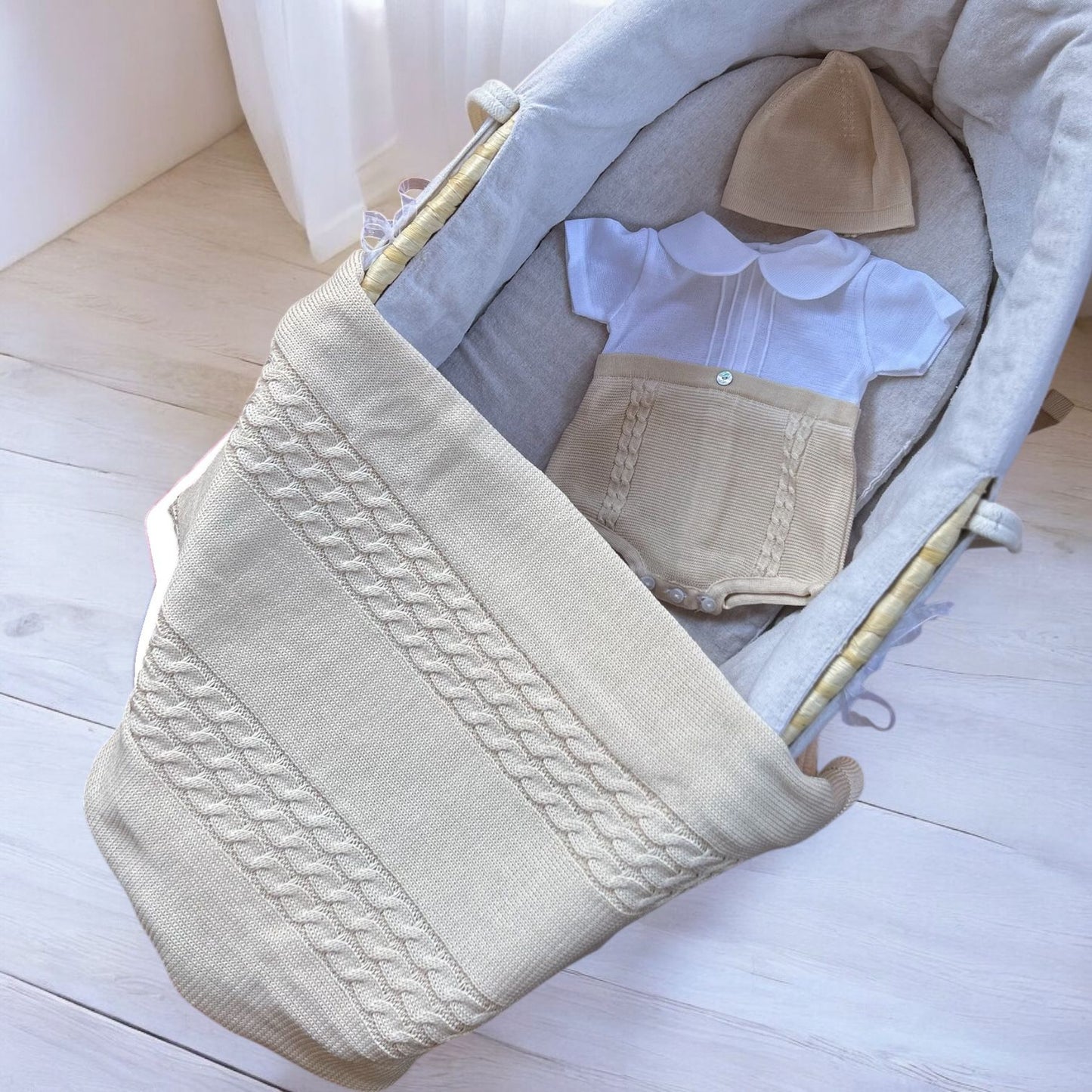 Portree | set pagliaccetto, cappellino e copertina in filo di Scozia