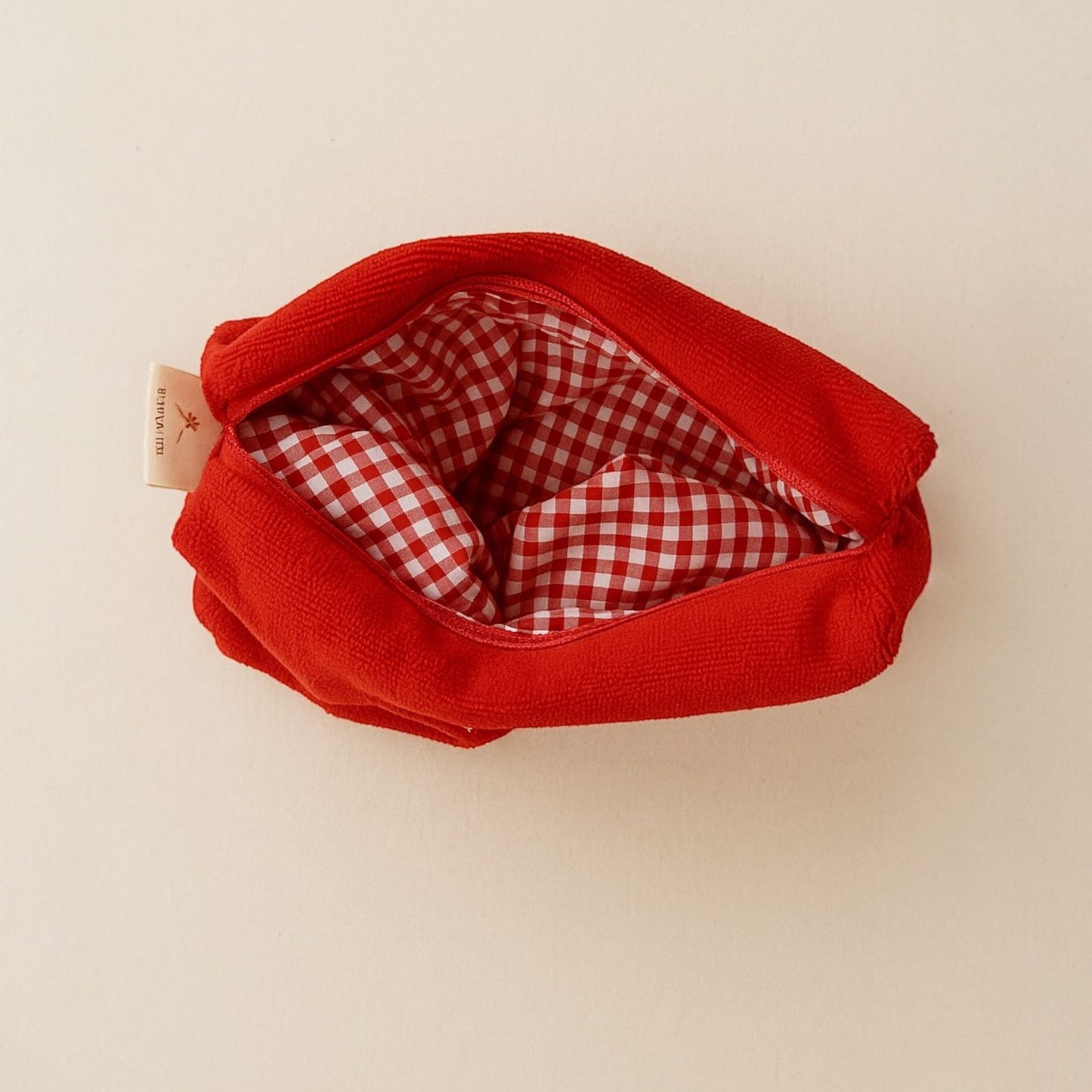 beauty rosso con interno in cotone fantasia vichy