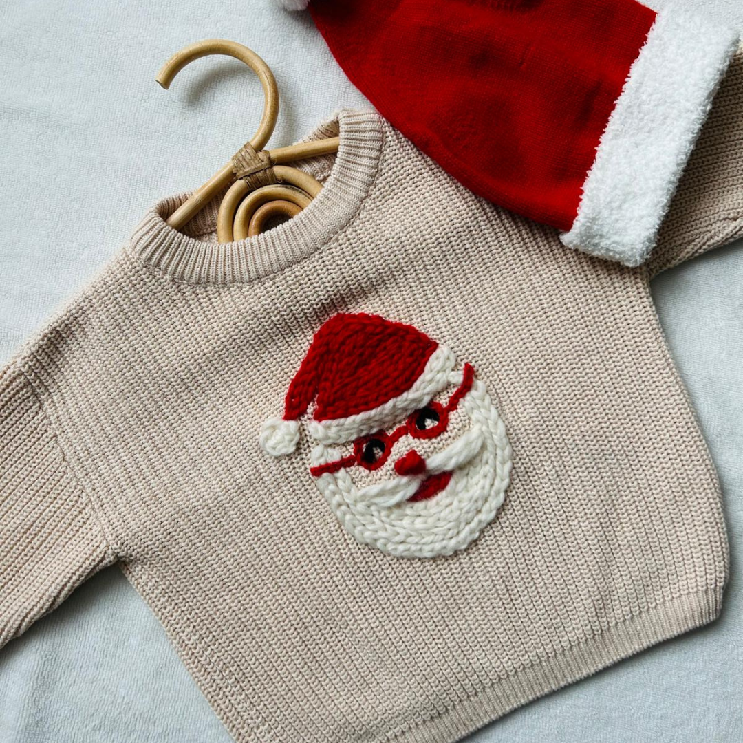 Maglioncino con ricamo di Babbo Natale 12-18 mesi