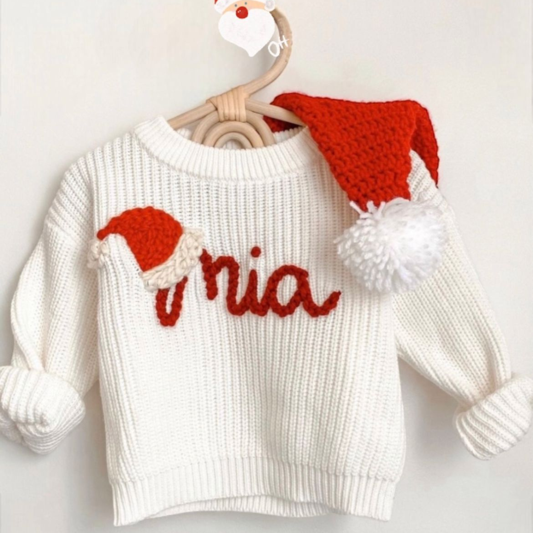 Maglioncino natalizio bianco o rosso con nome