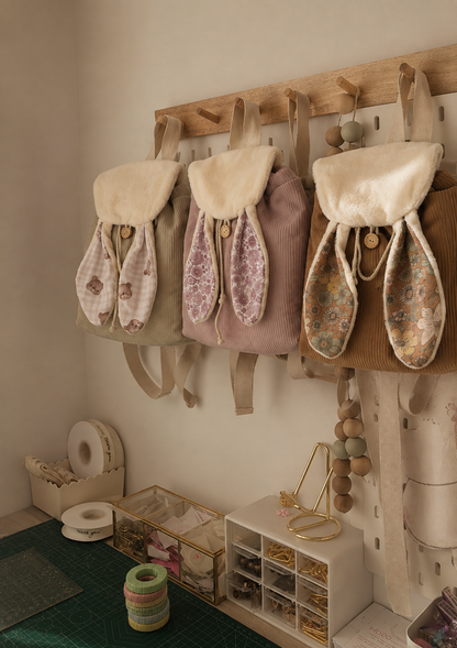 Bunny pack | zainetto per bambini in velluto e spugna di bambù fatto a mano