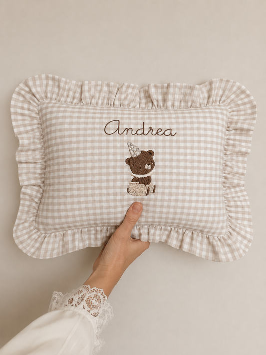 Cuscino nascita personalizzato con ricamo