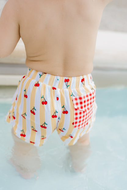 Capri soleil Boy | Costume da bagno a pantaloncino bimbo con ciliegine