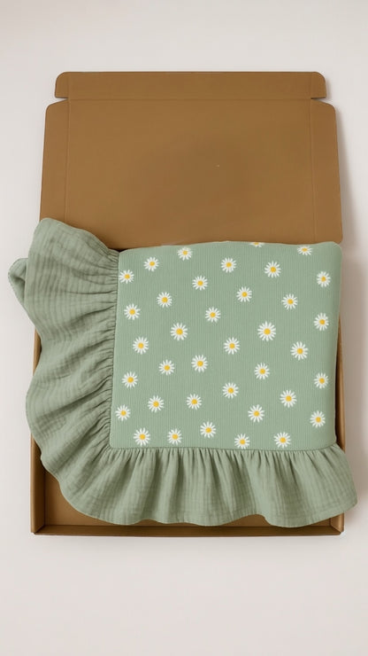 Daisy - copertina con volant in 100% cotone Jersey waffle