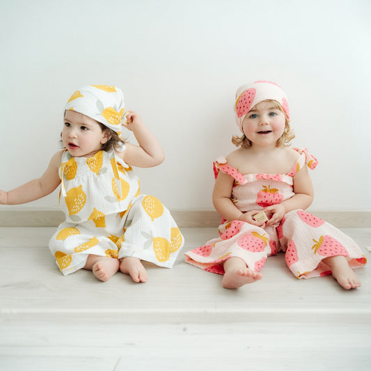 Amalfi | completino bambina top, pantaloni e bandana