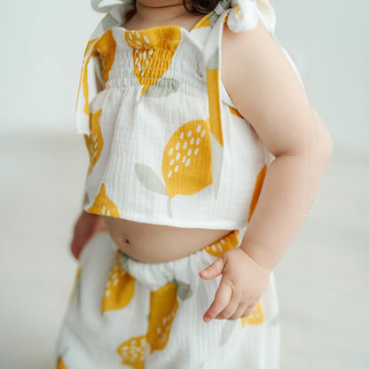 Amalfi | completino bambina top, pantaloni e bandana
