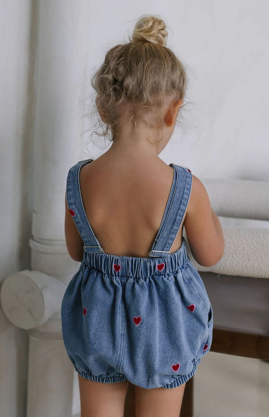 Capri denim mini salopette cuoricini