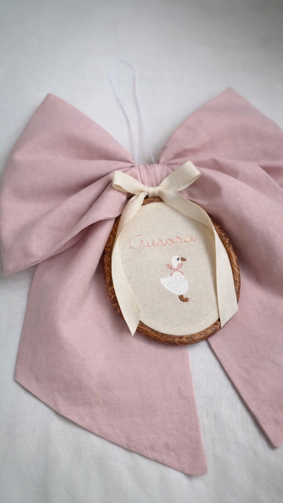 Fiocco nascita | fiocco singolo con quadro ricamato