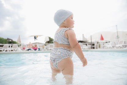 Baby Amalfi | Set bikini + cuffia a righe con ciliegie