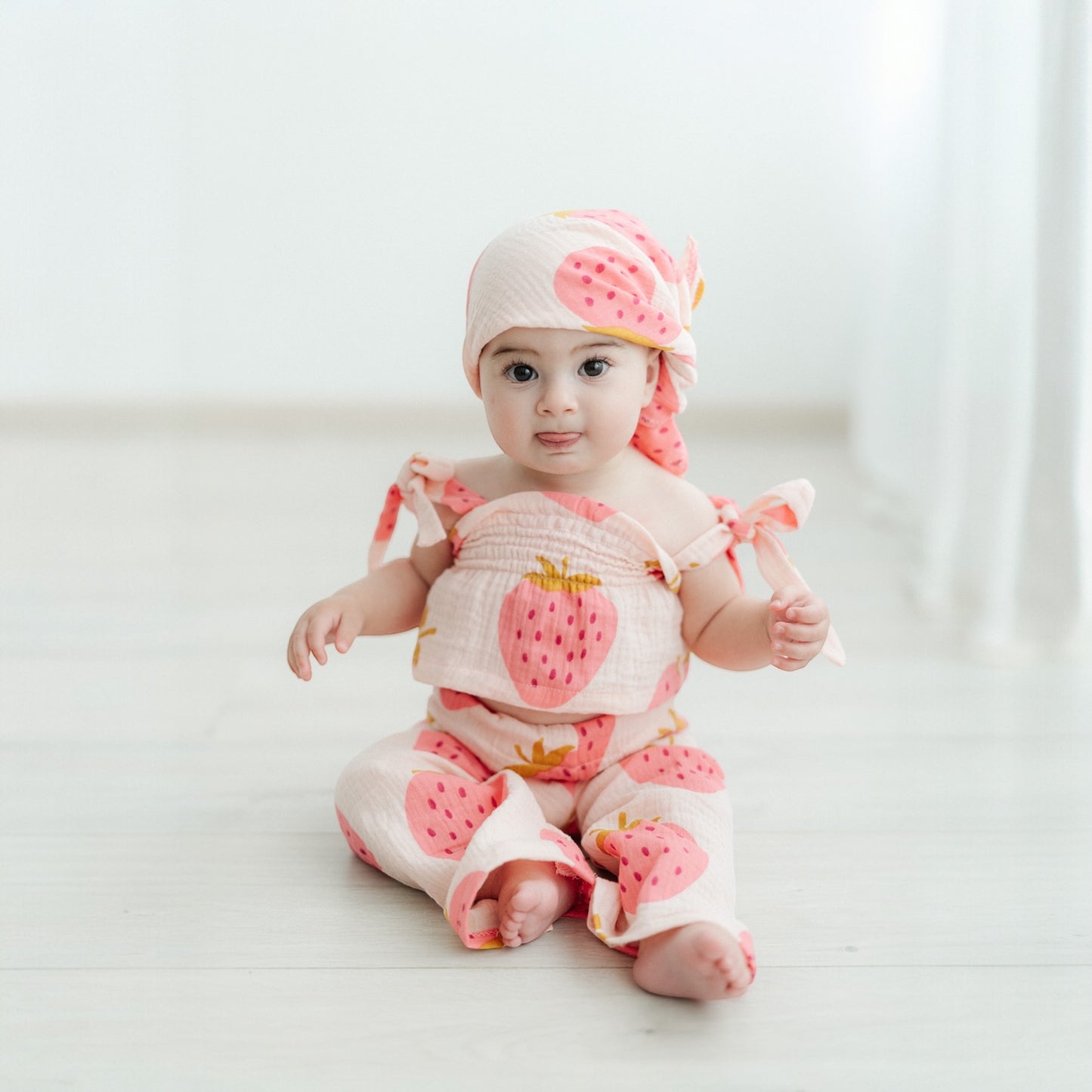 Amalfi | completino bambina top, pantaloni e bandana
