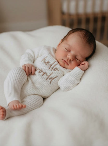 Tutina nascita Hello World – 100% caldo cotone biologico