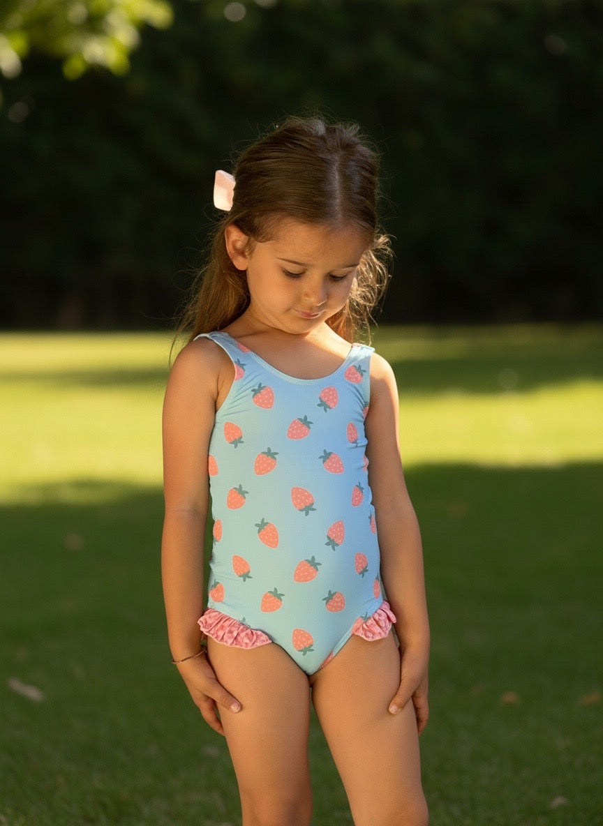 Malibu Strawberry Girl | Costume da bagno bambina intero fantasia fragoline