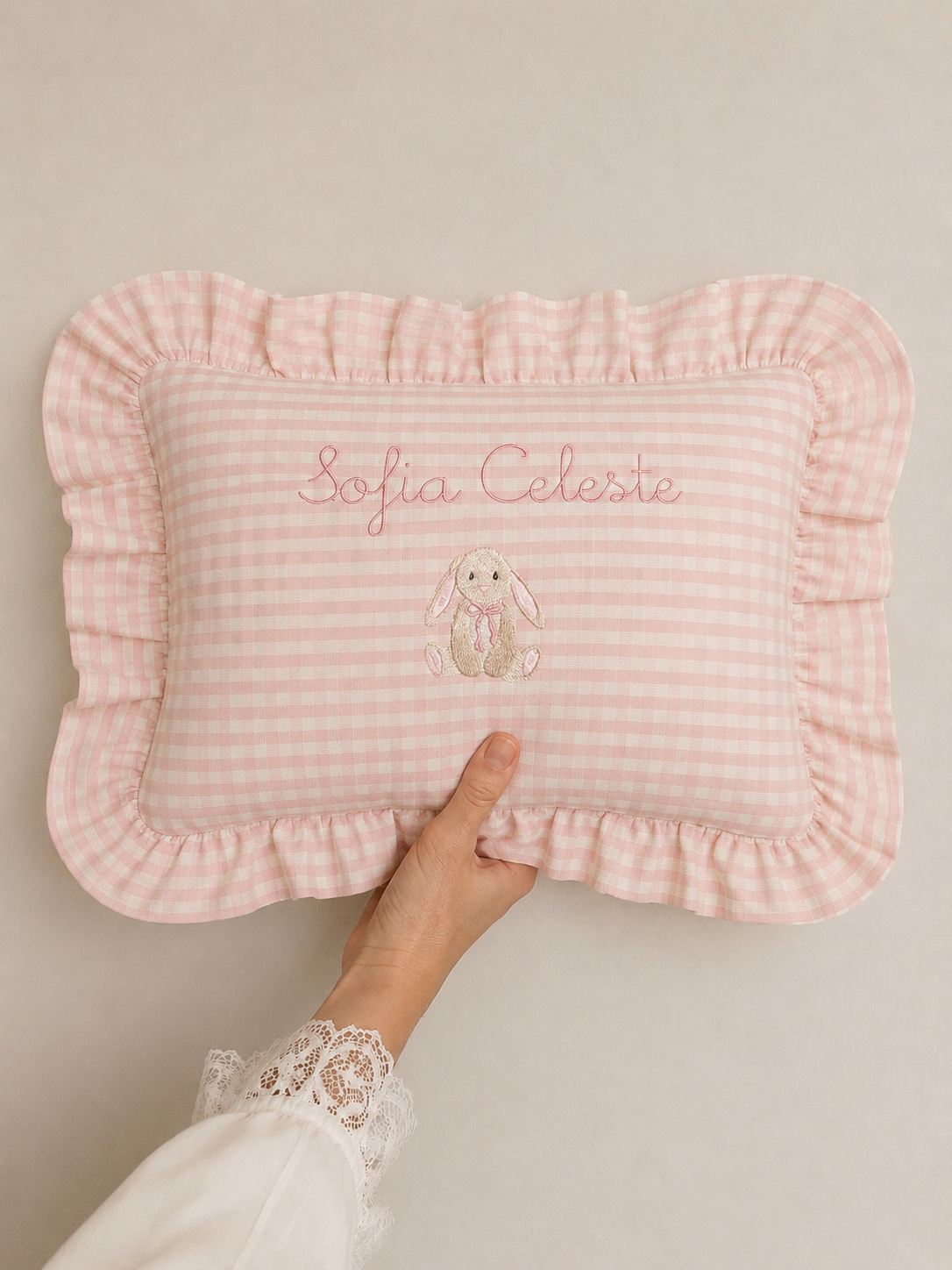Cuscino nascita personalizzato con ricamo
