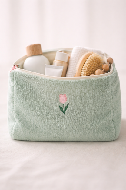 Beauty cucito a mano in spugna di bamboo personalizzabile