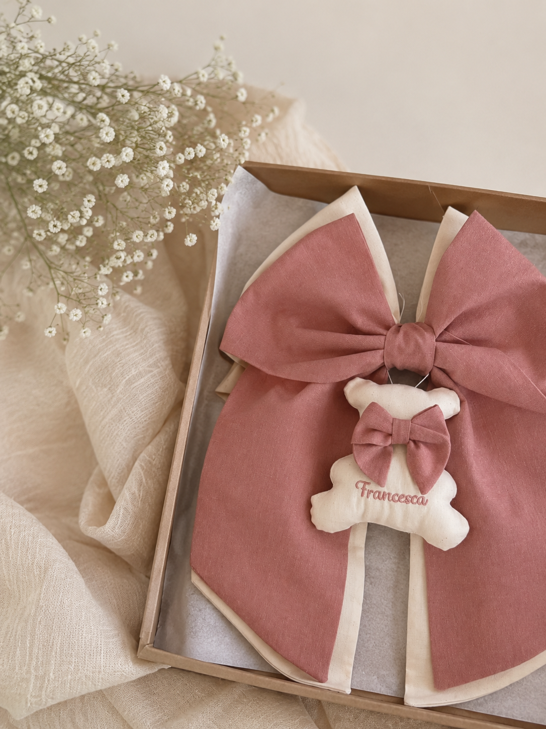 Fiocco nascita doppio Teddy o Cuore + colori