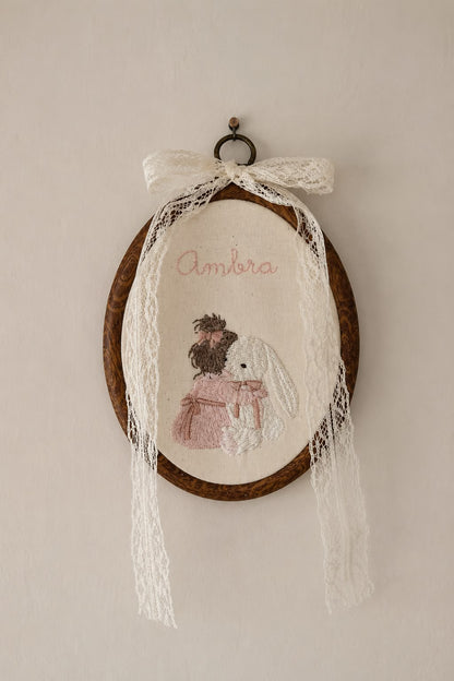 Quadretto nascita bimba con coniglietto