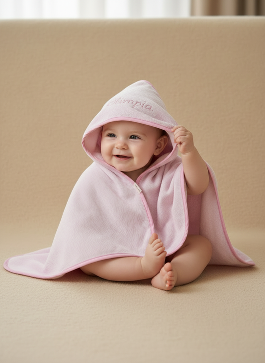 accappatoio a triangolo rosa in spugna di bambù