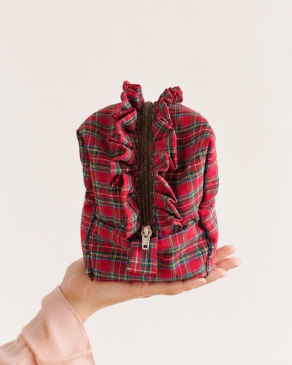 beauty con volant in tartan rosso natalizio 