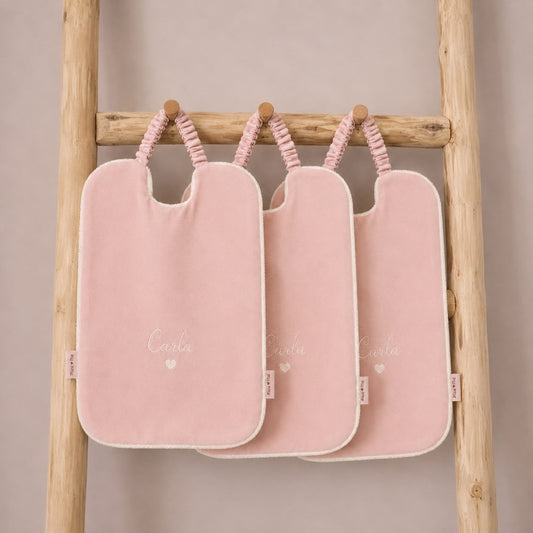 box 3 bavaglini rosa fatti a mano personalizzabili