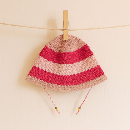 cappellino alla pescatora per bambine a strisce rosa e fucsia