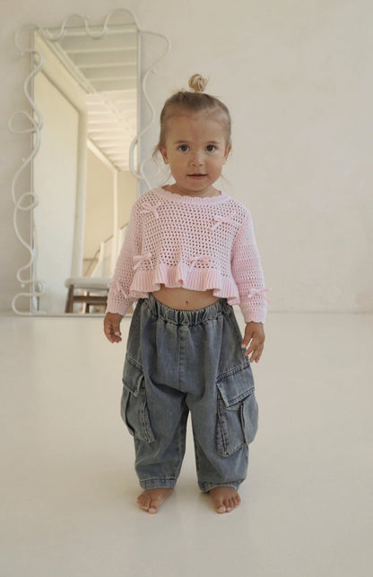 Capri crochet rosa (100% cotone organico)