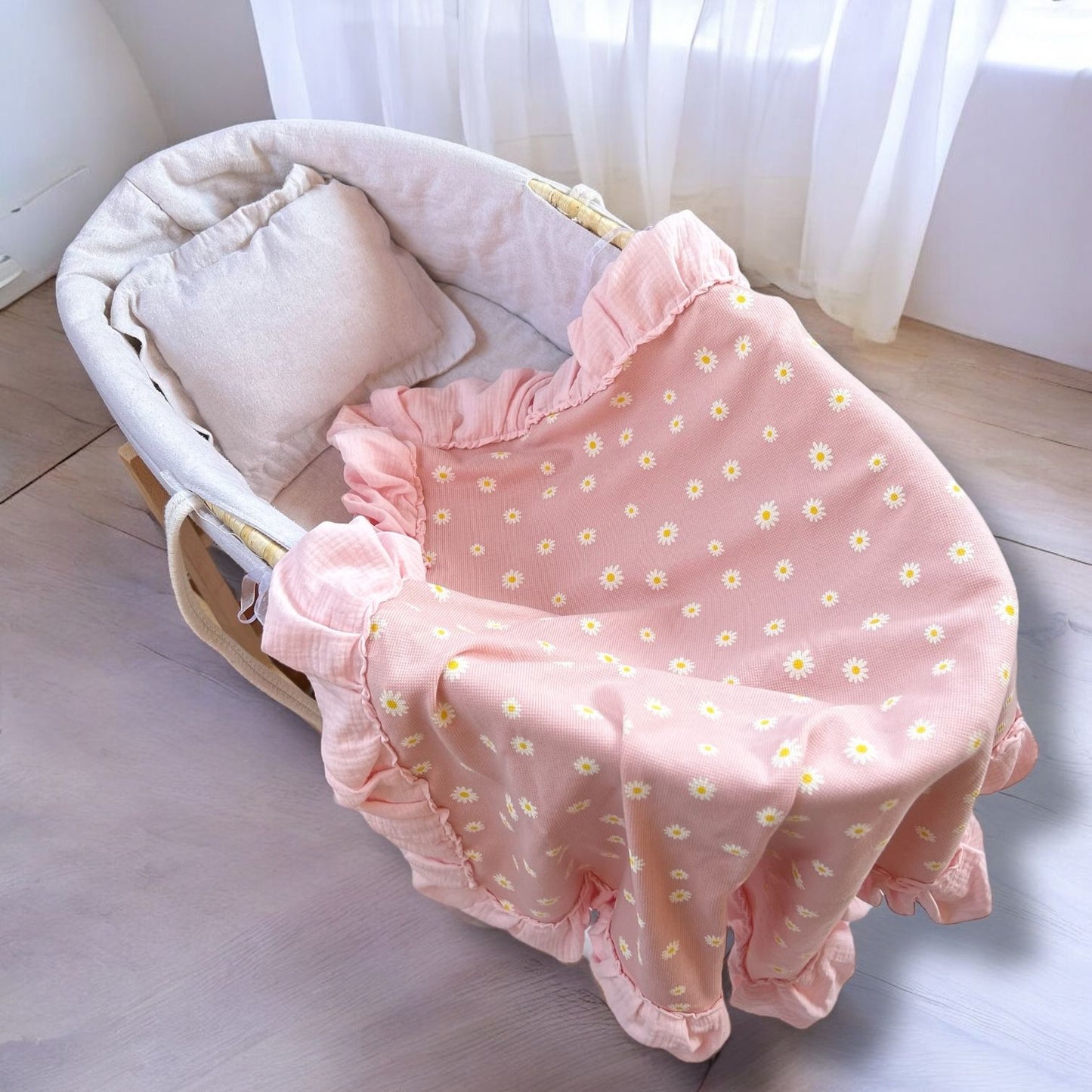 Daisy - copertina con volant in 100% cotone Jersey waffle