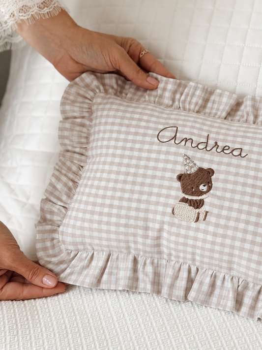 Cuscino nascita personalizzato con ricamo
