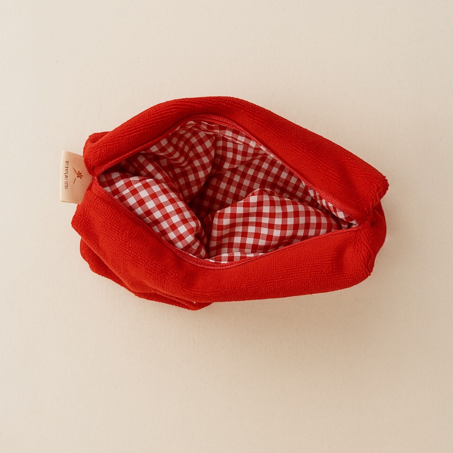 beauty rosso con interno in cotone fantasia vichy