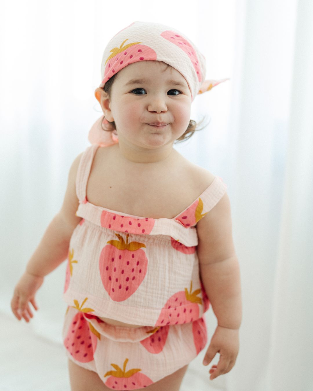 Mini Amalfi | completino bambina top, bloomers e bandana