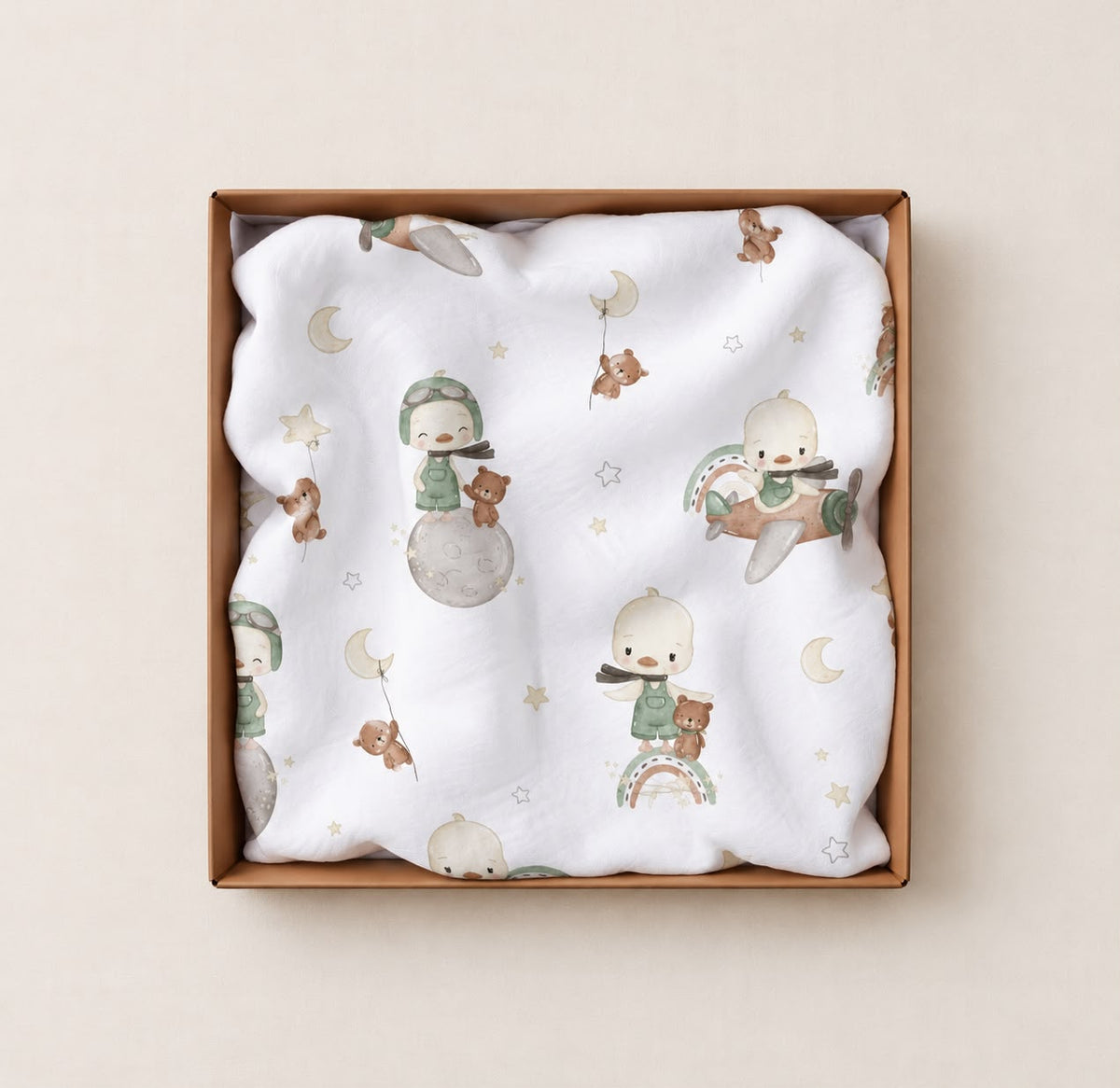Piccoli esploratori | mussola in 100% cotone con stampa animaletti
