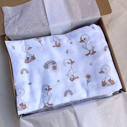 mussola in stampa digitale con paperotti e arcobaleni