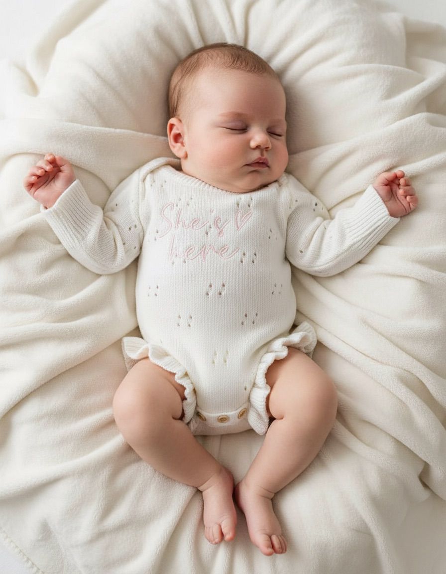 Pagliaccetto per neonate in cotone biologico bianco personalizzabile con nome o dedica