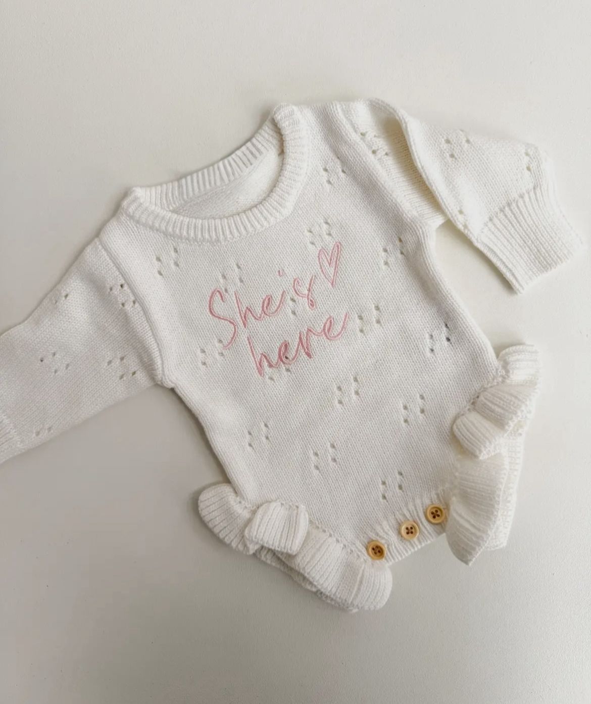 pagliaccetto in maglia di cotone biologico ricamato