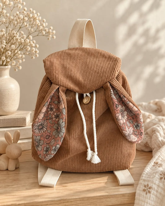 Velvet bunny pack | zainetto per bambini in velluto con orecchie da coniglio