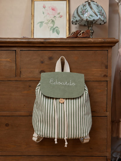 Zainetto per bambini in cotone cucito a mano personalizzato con nome